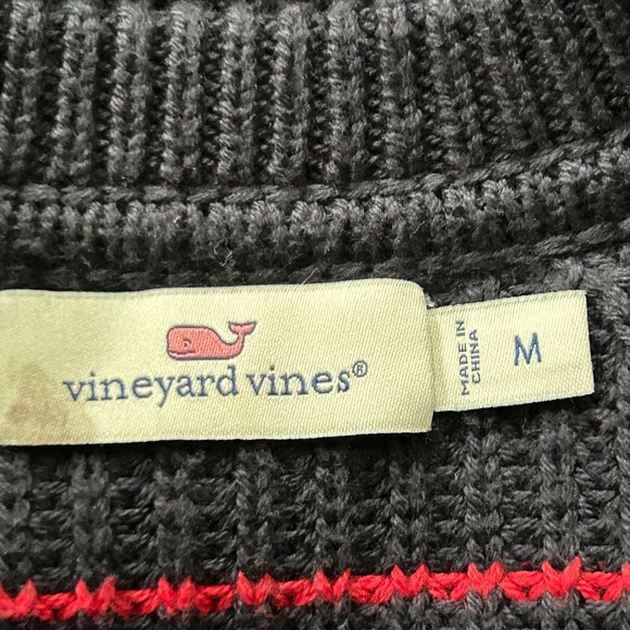Vineyard Vines Break Stripe Lattice Crew Cotton Merino Wool Sweater - Size M - Picture 9 of 10